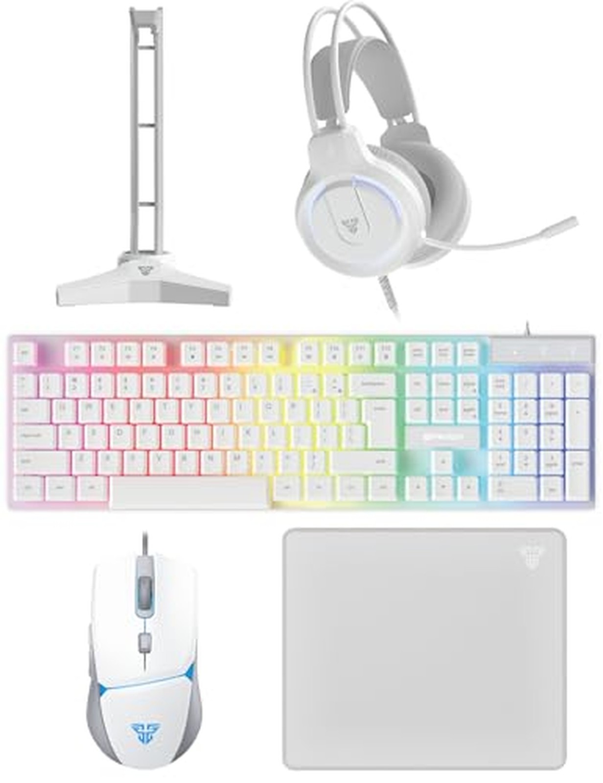FANTECH P51S 5-in-1 Gaming Combo: LED Backlit Keyboard Mouse Headset, White