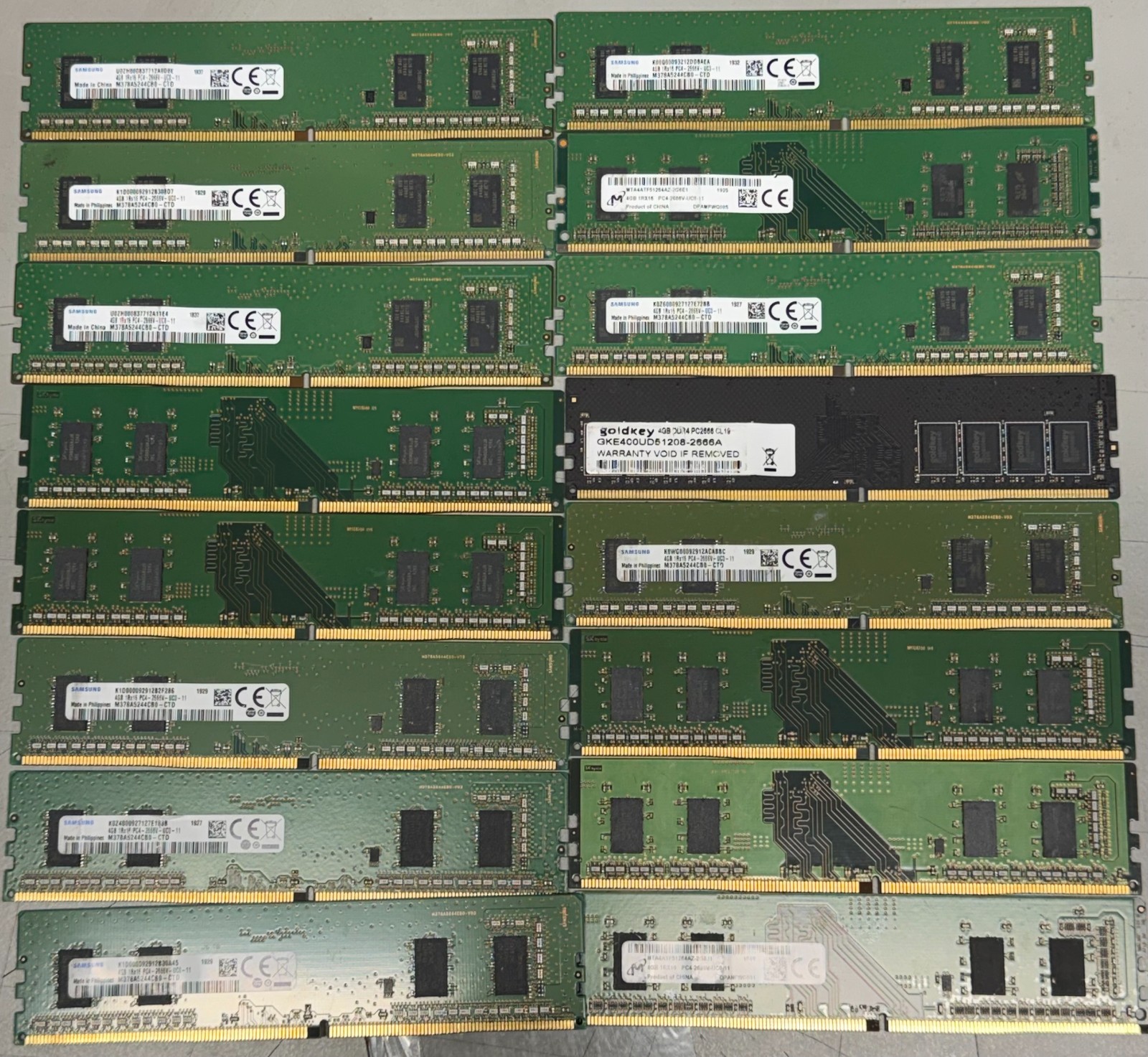 Lot of 16 4GB DDR4-2666 PC4-21300 UDIMM Desktop RAM Non-ECC 64GB