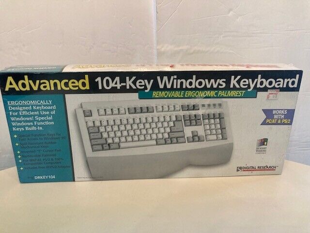 Vintage Digital Research Advanced 104-Key Windows Keyboard DRKEY104 NEW Palmrest