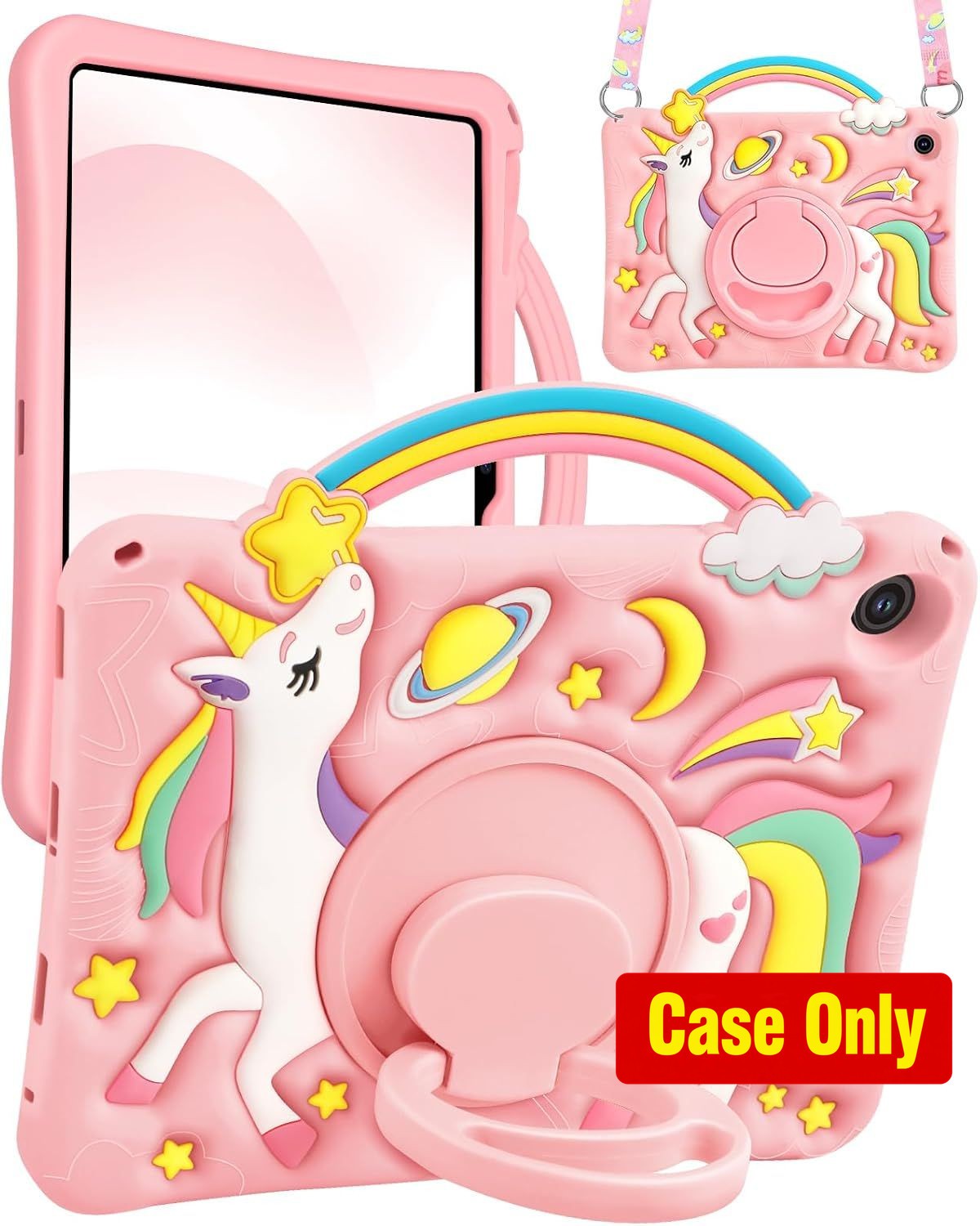 Cute Cartoon Unicorn Soft Silicone Case with Strap & Stand - Samsung Tab A9 Plus