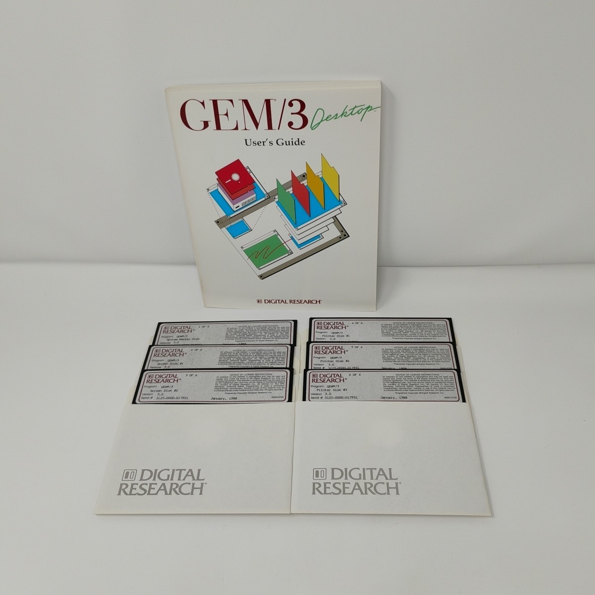 Digital Research GEM 3 Desktop Release 3.0 Floppy Disks 5.25" & User Guide 1988