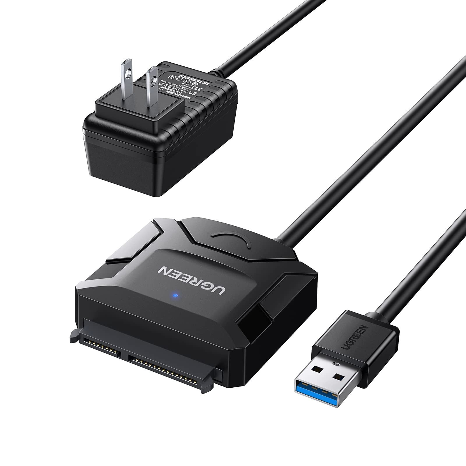 UGREEN SATA to USB 3.0 Adapter Cable for 2.5/3.5-Inch HDD/SSD US, Black