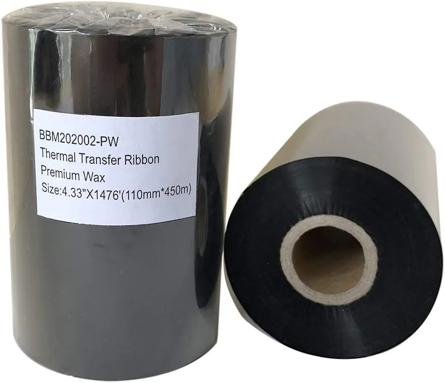 Premium Wax Thermal Transfer Ribbon 4.33 x 1476 Inch 1 Roll For Zebra Printer