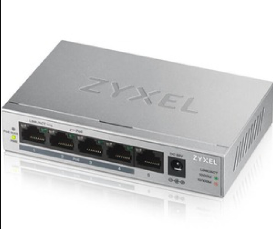 ZYXEL 5-Port GbE Unmanaged PoE Switch - 5 Ports - Manageable - GS1005HP