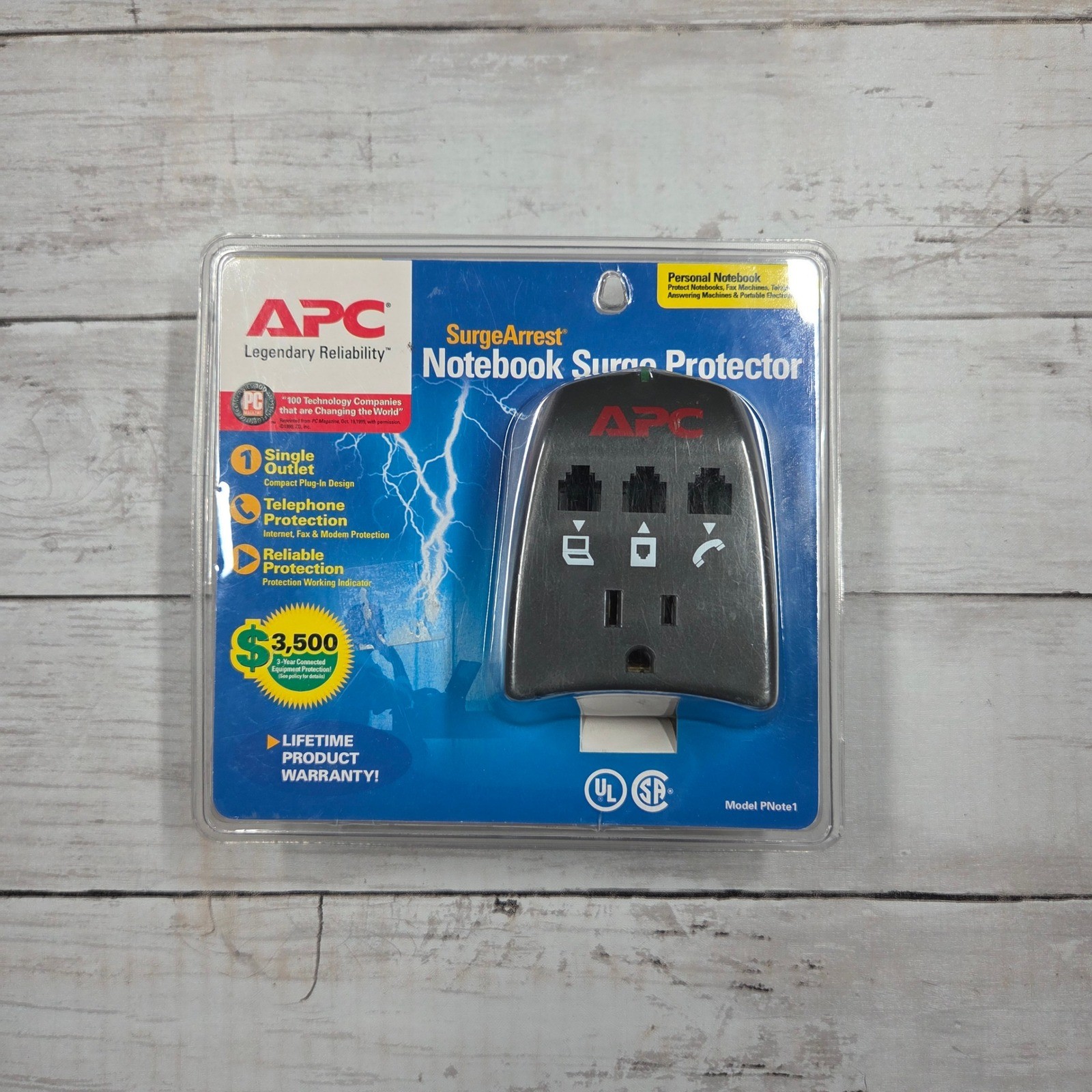 APC SurgeArrest Notebook Surge Protector PNote1 Single Outlet Phone Protection