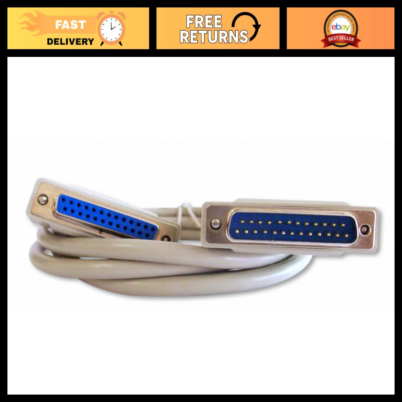 6ft DB25 Serial Port Cable 25 Pin Male to Female RS232 Connector - Data Transfer