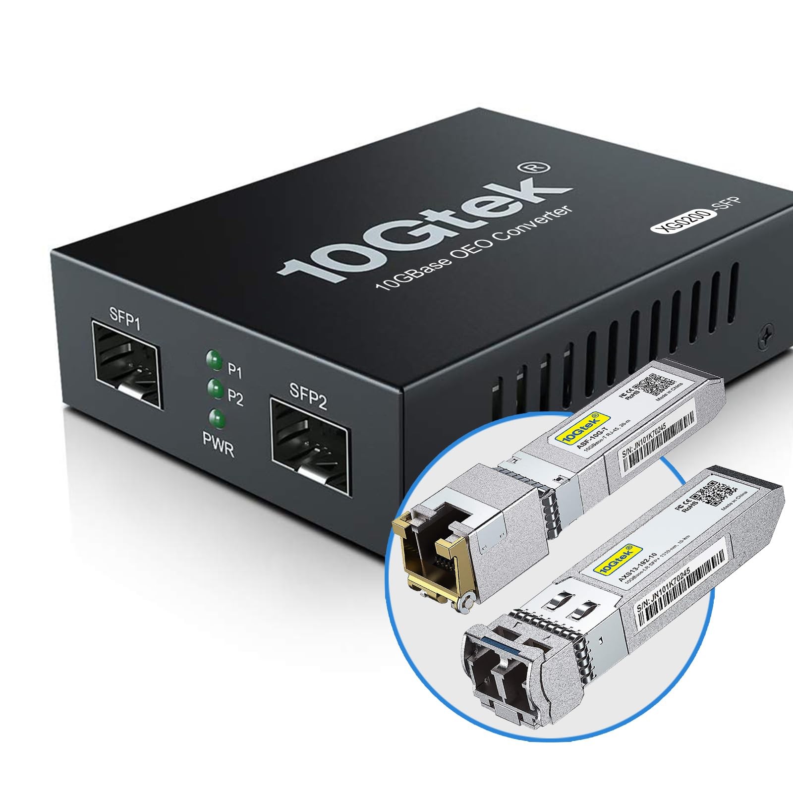10GbE SFP+ Media Converter, Fiber to 10G Copper UTP Ethernet Media Converter, wi