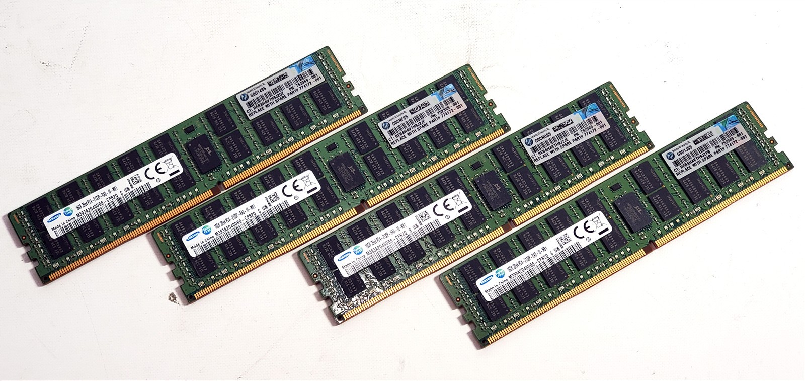 Lot of 4 HP 16GB (64GB Total) PC4-2133P ECC Reg Server RAM M393A2G40DB0-CPB2Q