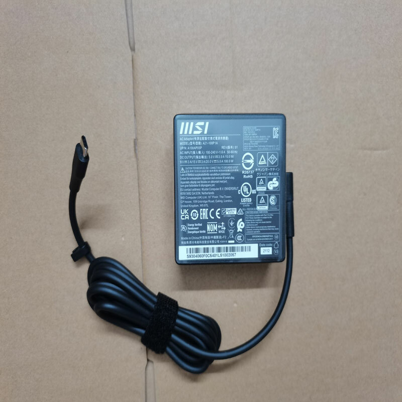 Original 20V 5A USB-C 100W A21-100P1A For MSI Gaming Laptop NEW OEM AC Adapter