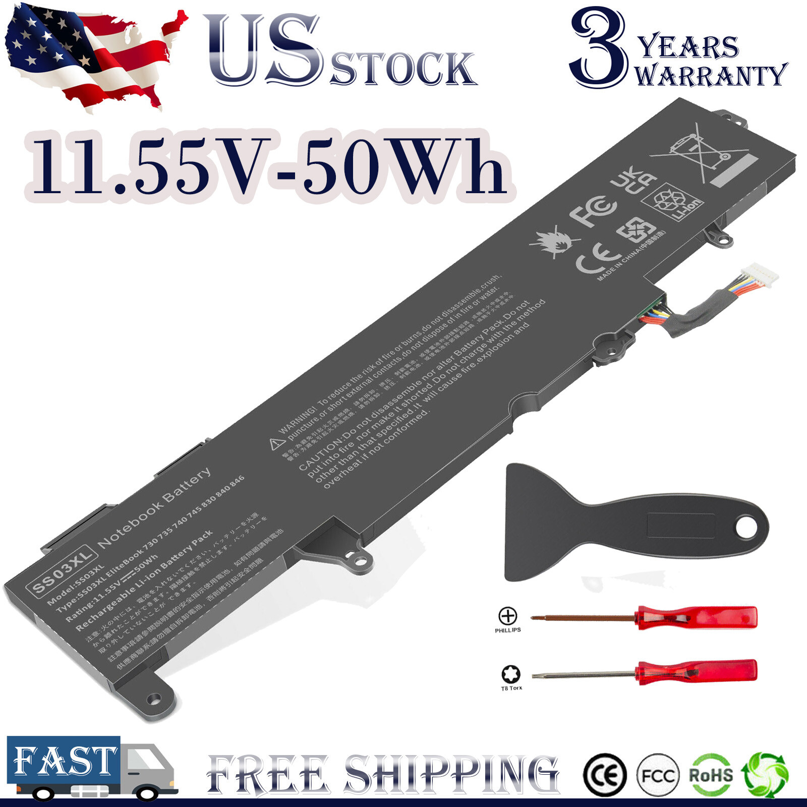 Lot SS03XL Battery For Hp EliteBook 735 740 745 830 836 840 846 ZBOOK 14U G5 G6