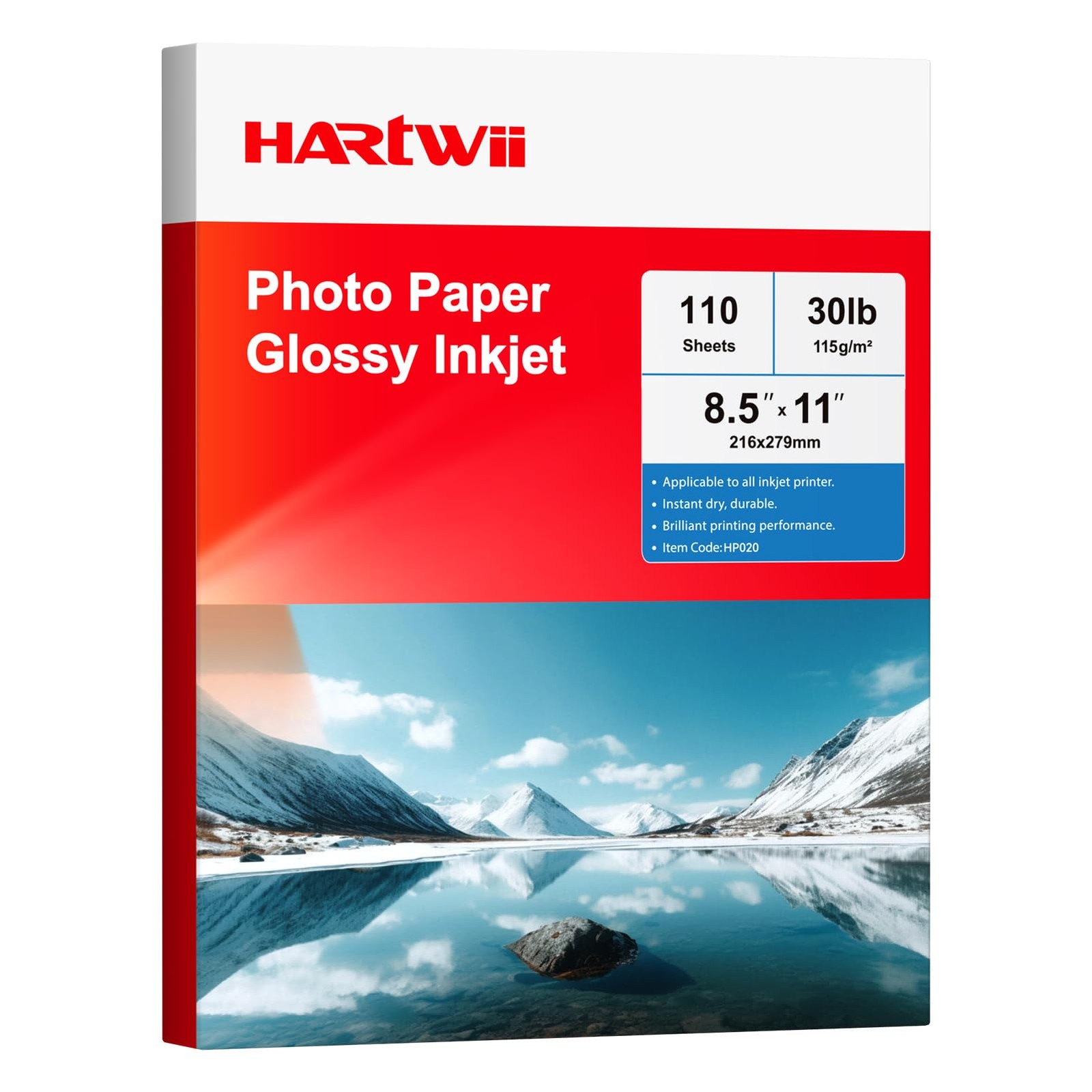 Thin Glossy Inkjet Paper 8.5x11 Inches, 110 Sheets brochure paper, 115gsm Pho...