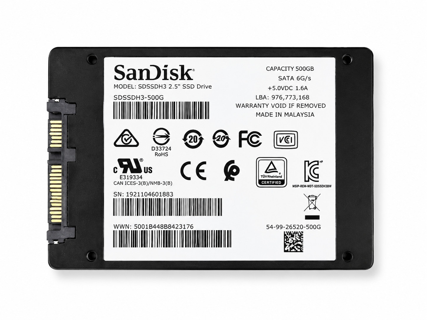 SanDisk Ultra 3D 500GB 2.5" SATA III SSD Solid State Drive SDSSDH3-500G