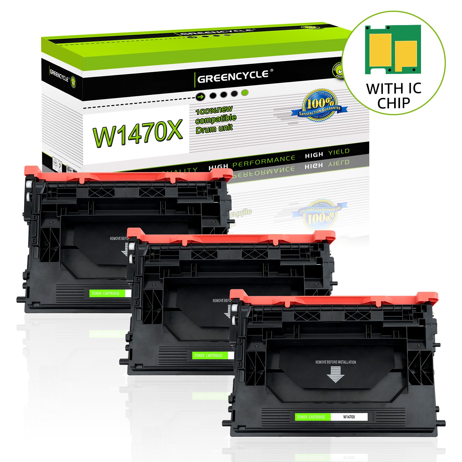 3x W1470X Toner Cartridge with Chip for 147X HP LaserJet M612dn MFP M635h M636fh