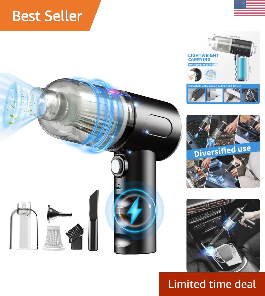 Portable Cordless Compressed Air Duster - Multifunctional Cleaning Tool