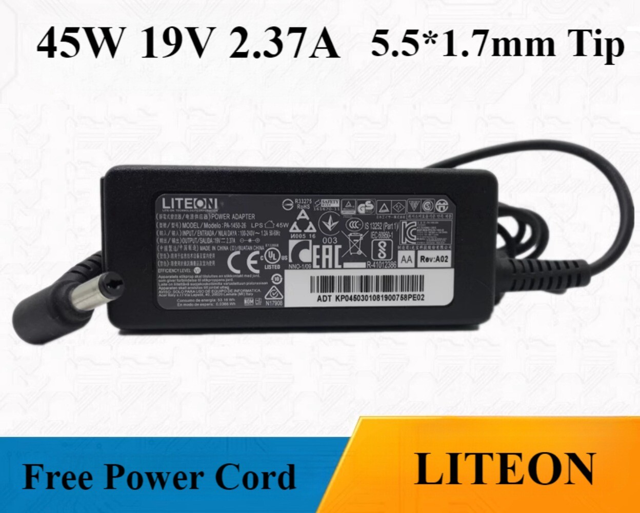 Genuine Liteon 45W 19V 2.37A Laptop Charger 5.5*1.7mm Tip AC Adapter PA-1450-26