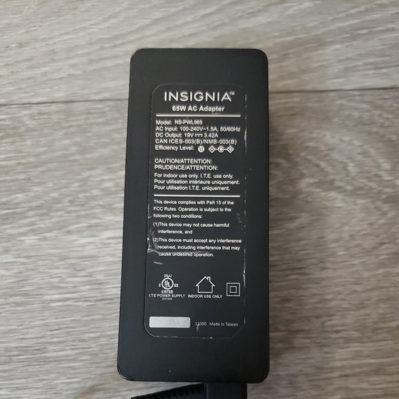 Original Insignia NS-PWL965 Power Supply AC/DC Adapter 19V 3.42A 65W