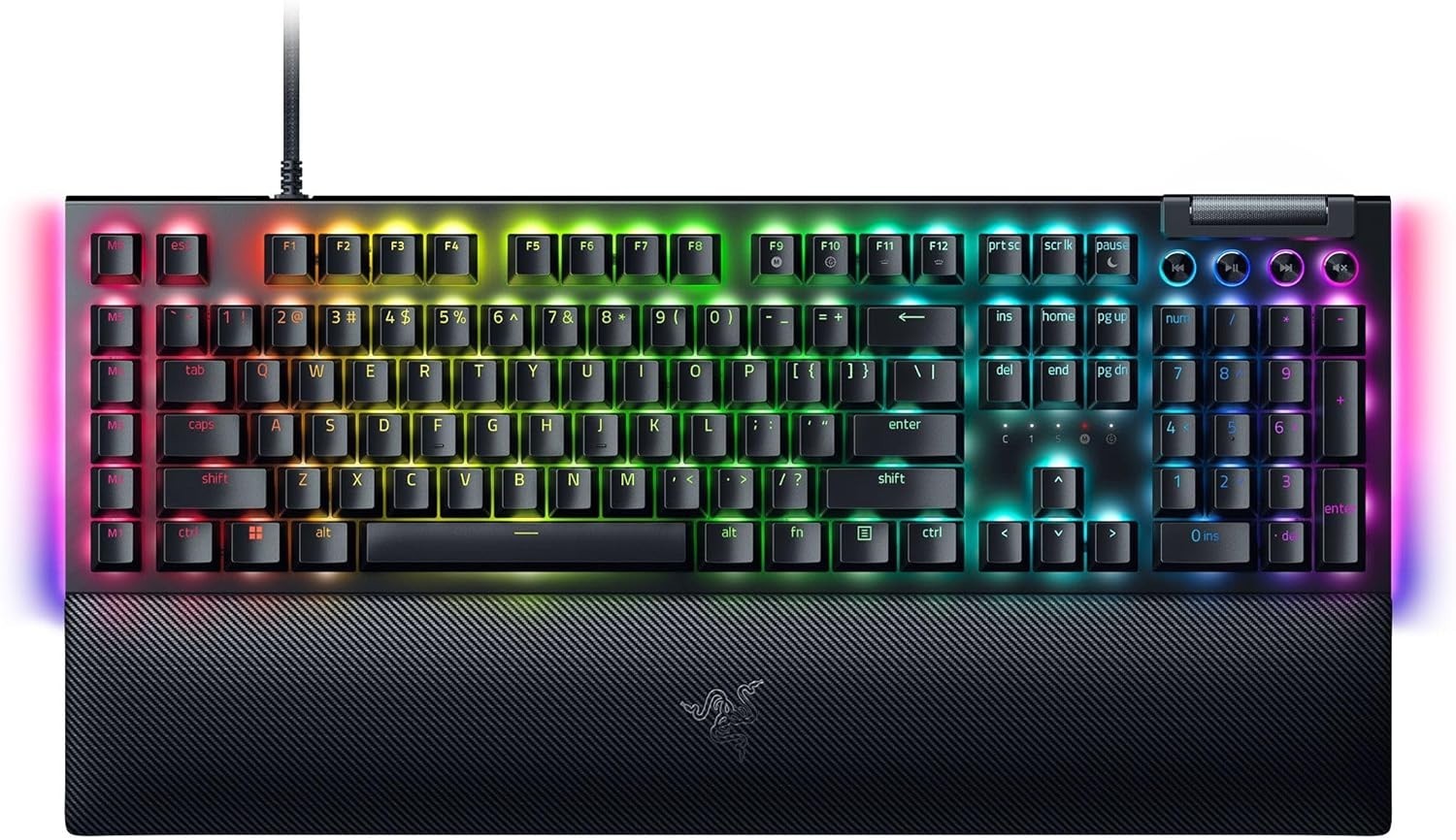 Razer BlackWidow V4 Green Switch Mechanical Gaming Keyboard RGB Macro Wrist Rest