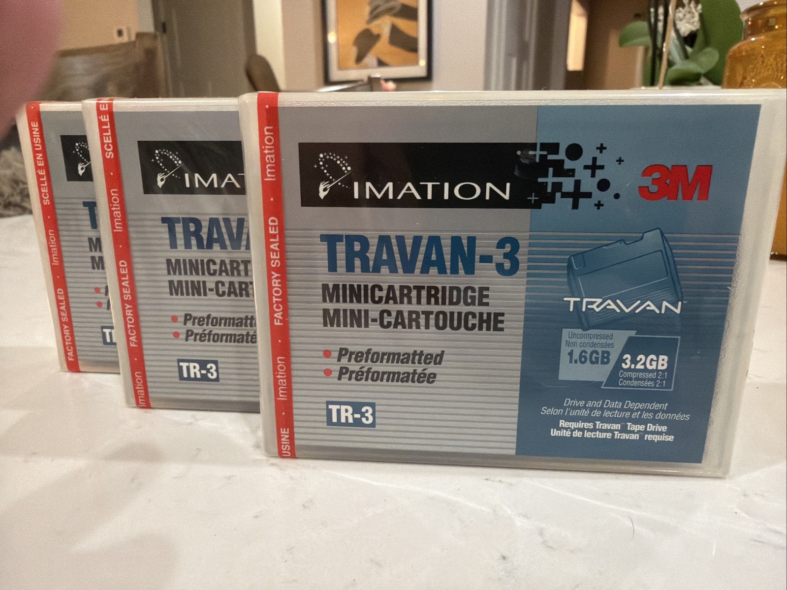 NEW IMATION 3M TRAVAN-3 MINI CARTRIDGE 1.6 GB (Lot Of 3) Factory Sealed