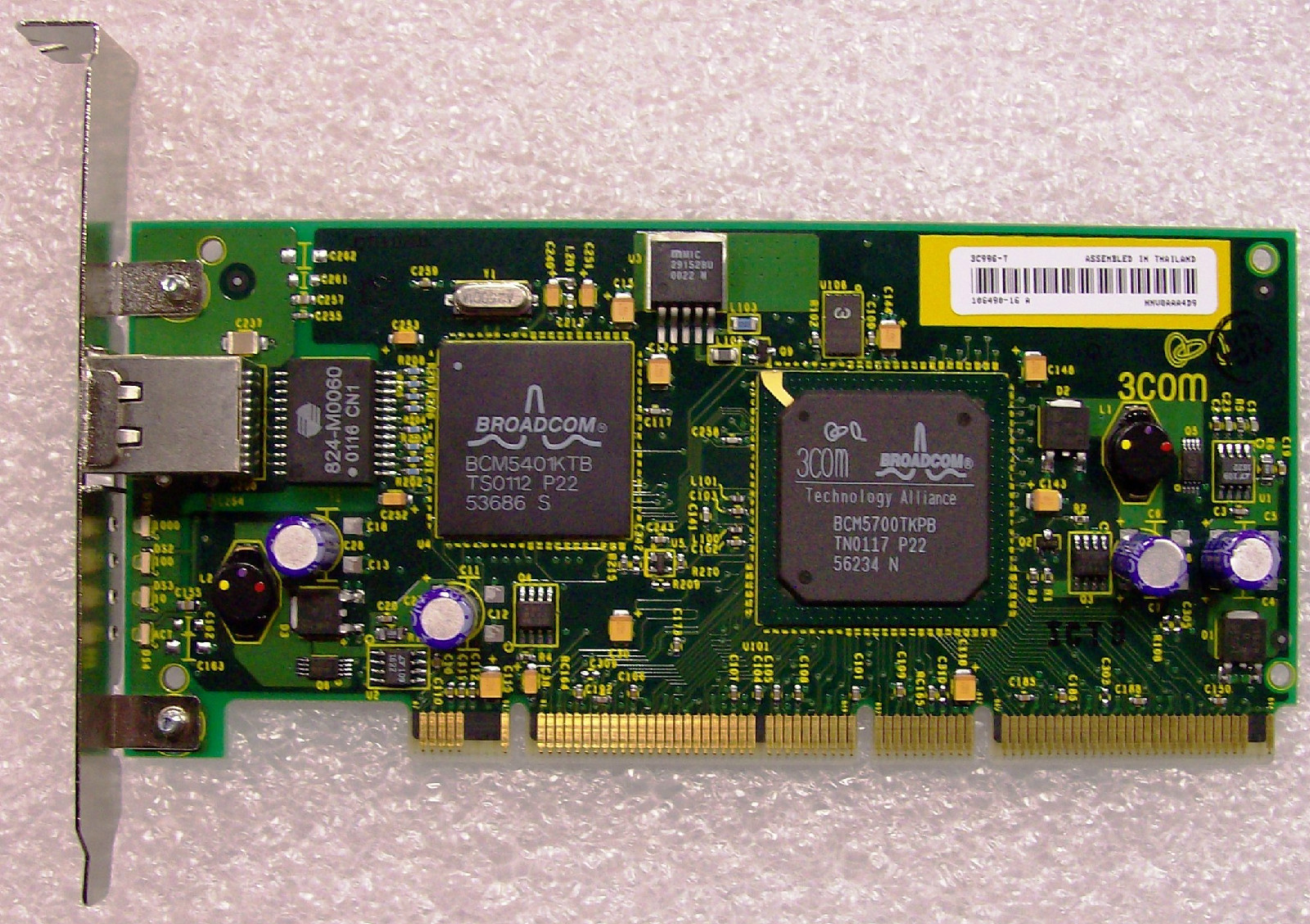 3Com 3C996-T 10/100/1000 PCI-X 1 x RJ45 Server Network Card Used