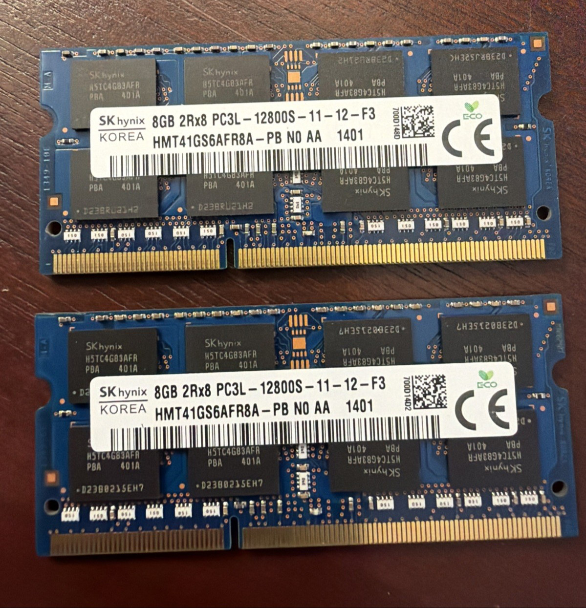 2 x SK hynix 8GB 2Rx8 PC3L-12800S HMT41GS6AFR8A-PB Laptop RAM