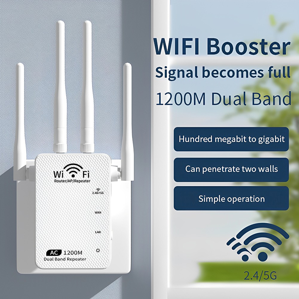 Repetidor Extensor Inalambrico De Señal WIFI Amplificador Del Router 1200Mbps