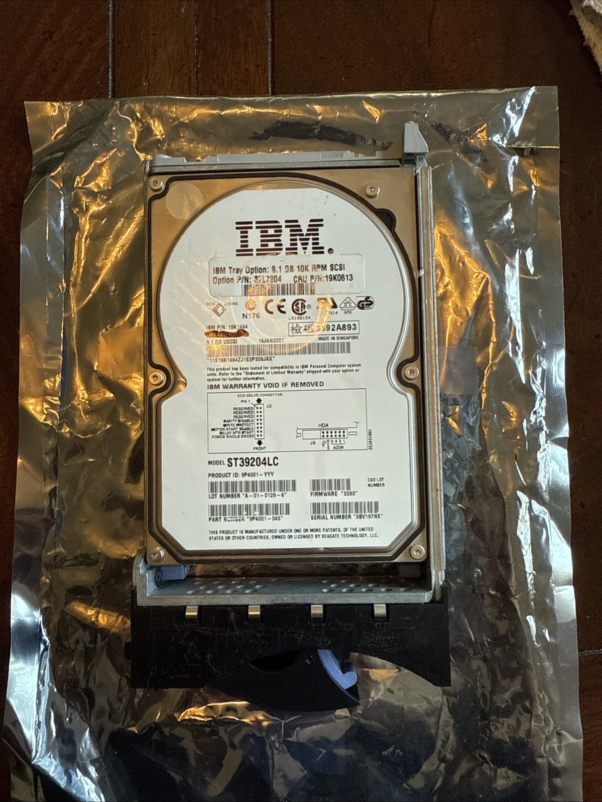 IBM HDD 9.1gb 10k RPM SCSI Model # ST39204LC