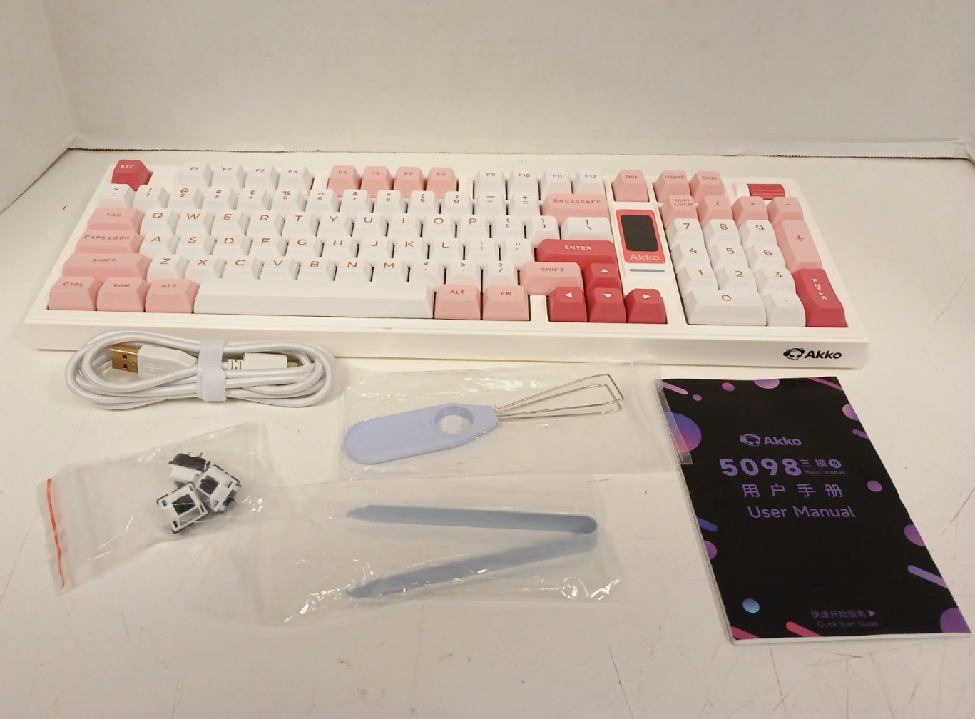 Akko 5098B Prunus Lannesiana Mechanical Keyboard LCD Screen, Pink   *NO DONGLE*