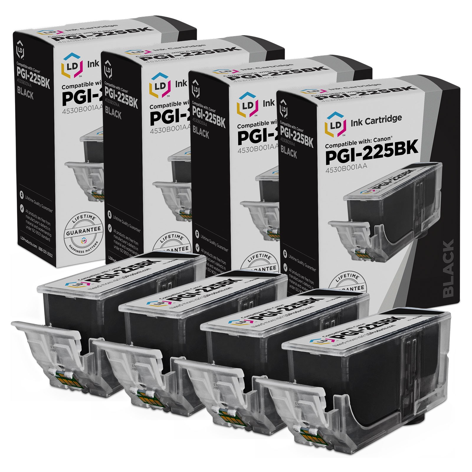 LD 4530B001AA PGI-225 4pk Black Ink for Canon Pixma iP4820 iP4920 iX6520 MG5120