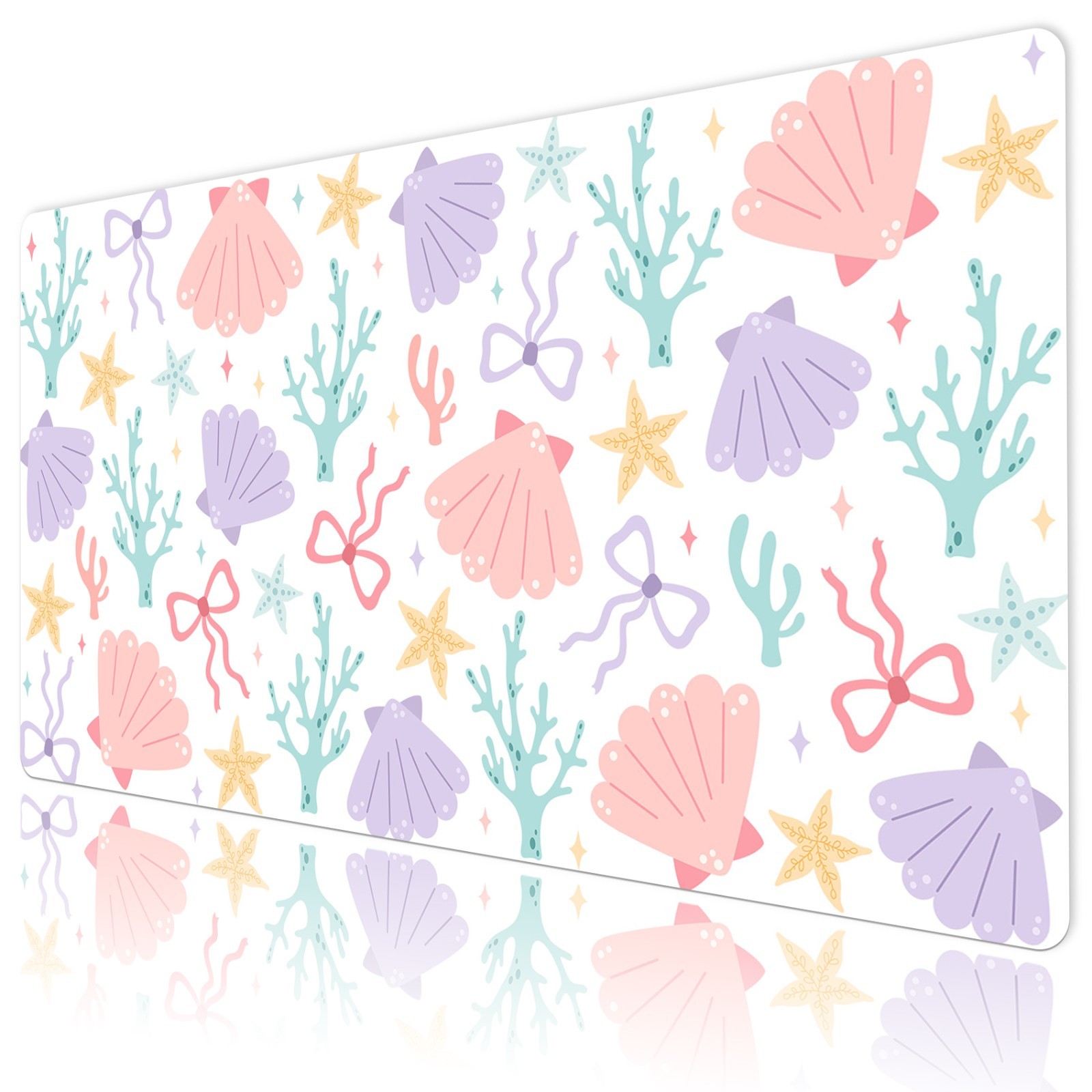 Fruit Strawberry Pastel Floral Pink Desk Mat for Keyboard and Mouse Desk Pad