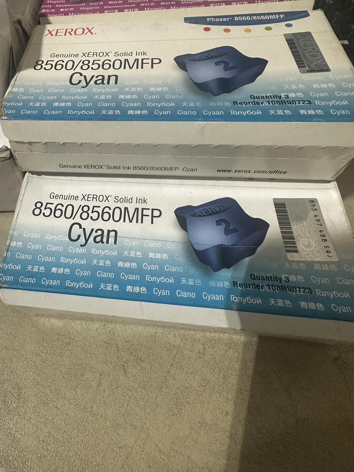 One (1x) New Sealed Genuine Xerox Cyan Solid Ink 108R00723