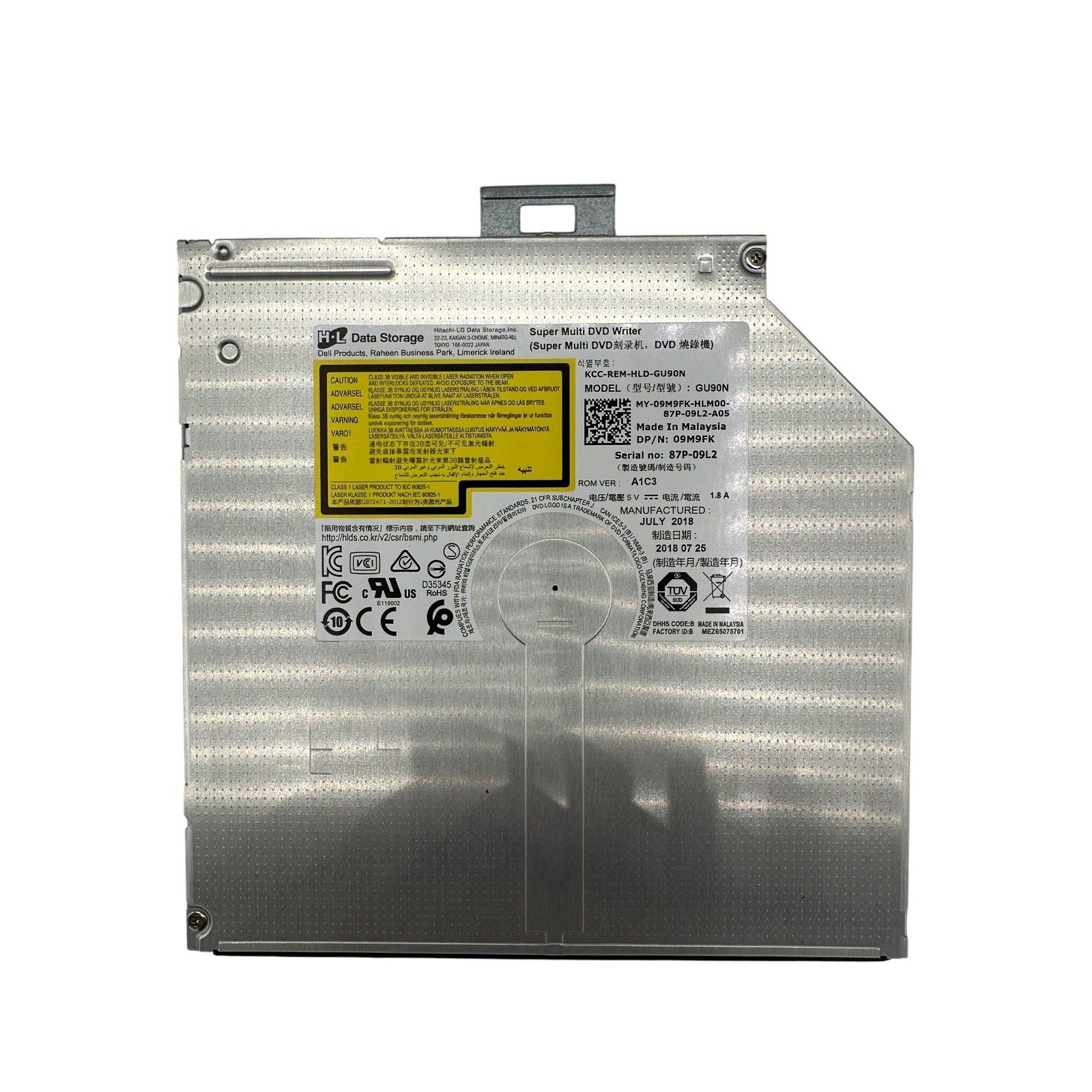 Hitachi-LG DVD Writer GU90N Laptop Internal Drive 09M9FK Silver Excellent