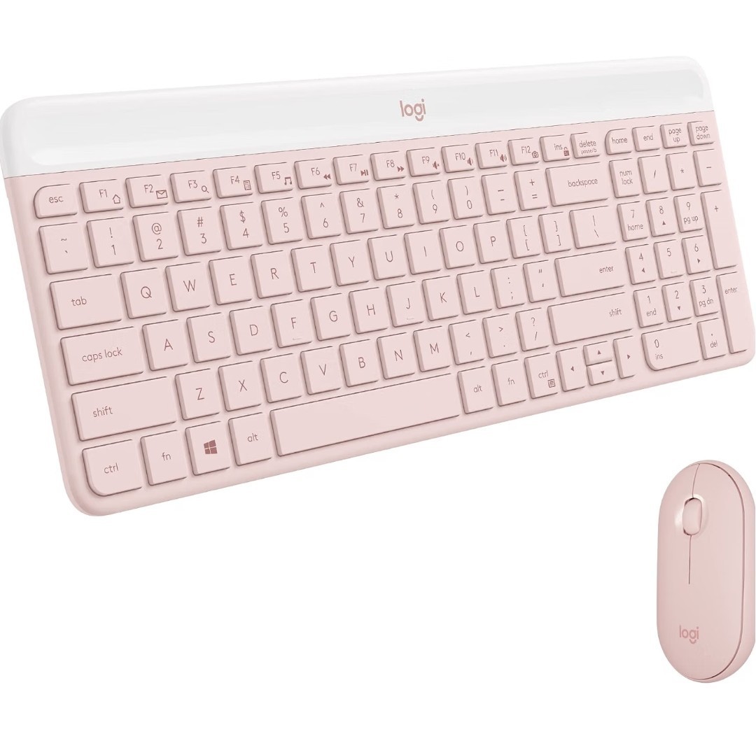 Logitech MK470 Slim Wireless Keyboard Mouse Combo Rose Pink USB Receiver