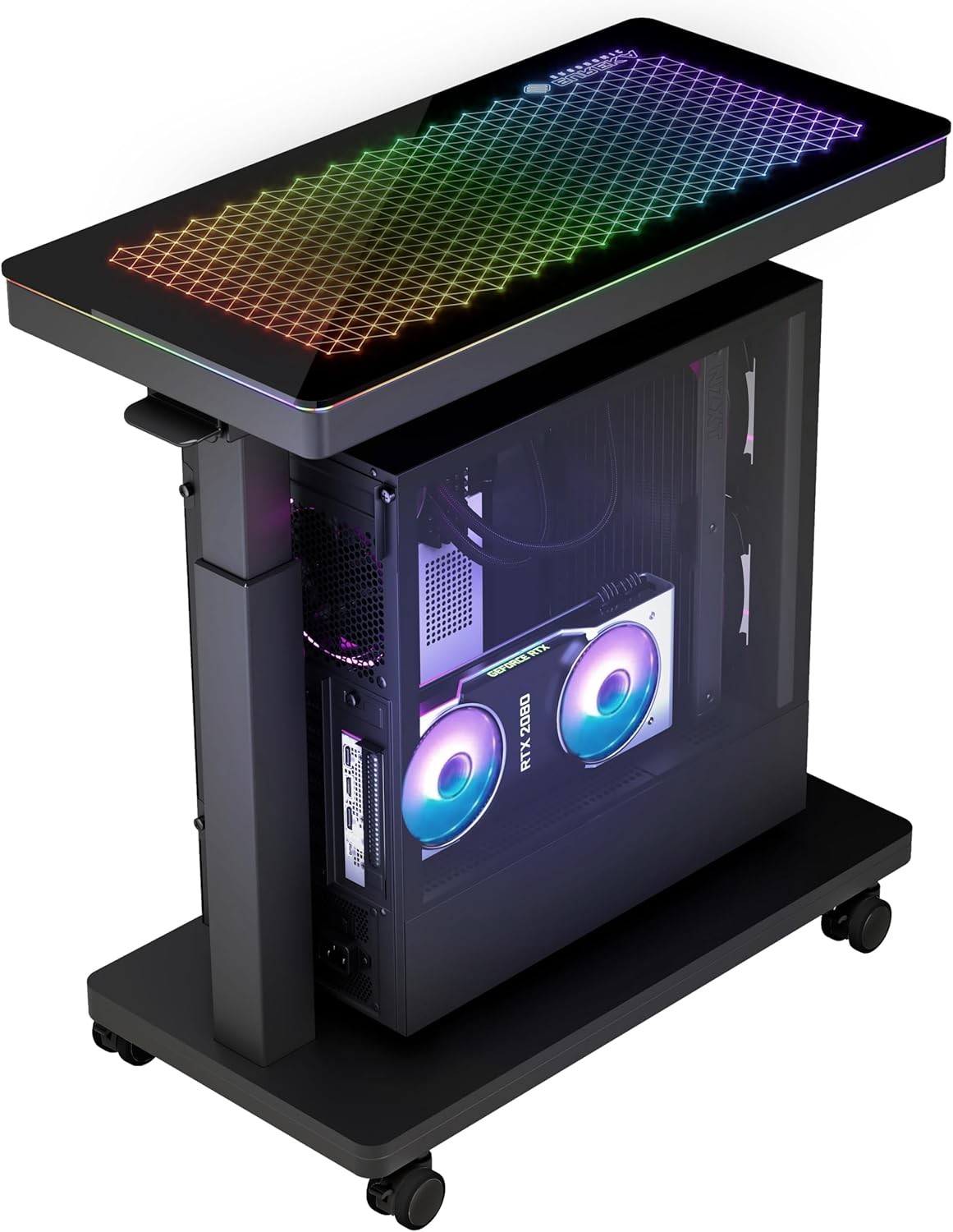 EUREKA RGB Illuminated Computer Tower Stand 2-Tier CPU Holder