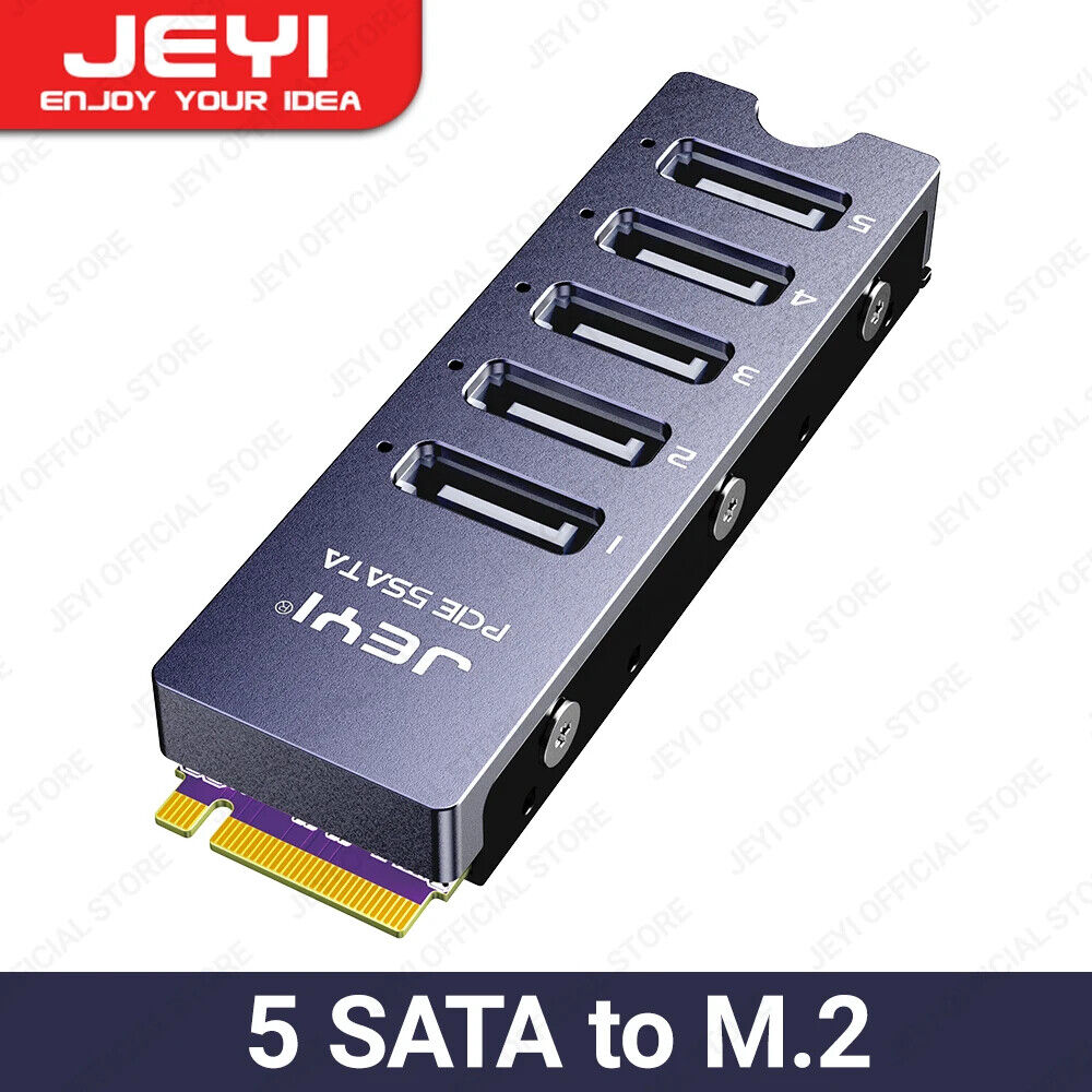 JEYI NVMe M.2 to 5 Sata Adapter PCIe 3.0 x2 for Desktop PC Support SSD & HDD lot