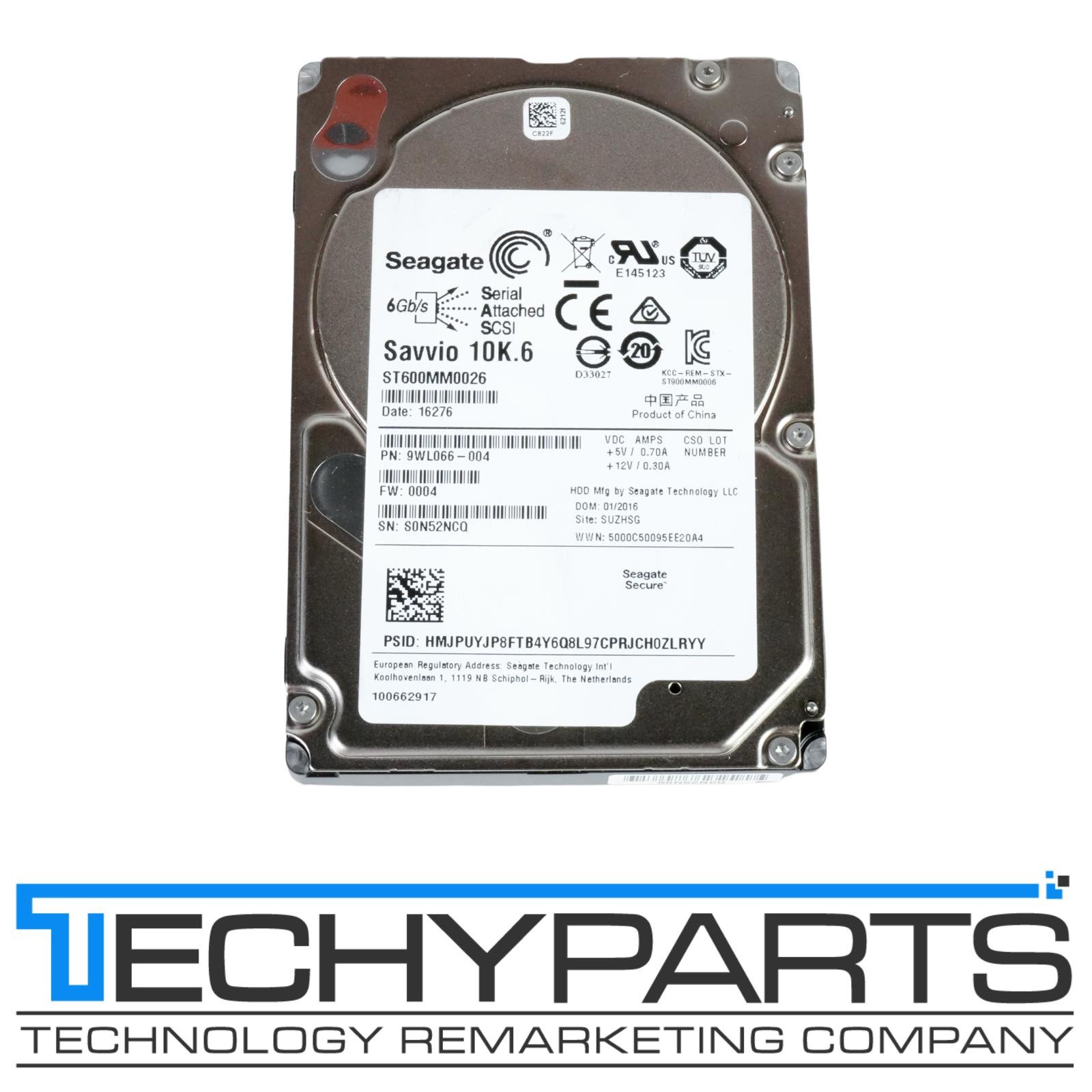 Seagate Savvio 10K.6 ST600MM0026 600GB 10K 2.5" SAS 6GB/s SED HDD 9WL066-004
