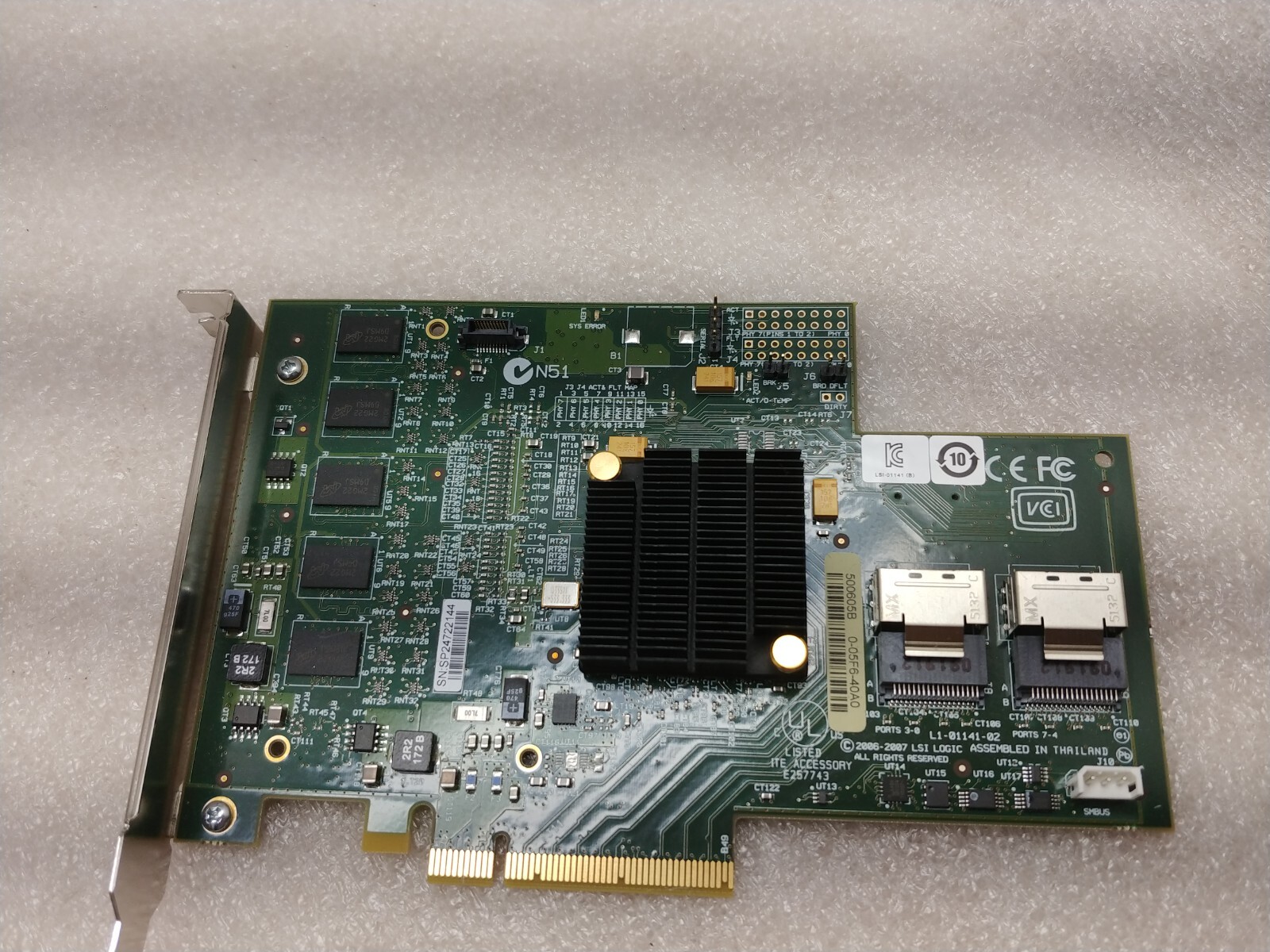 IBM LSI ServeRAID MR SAS 8708E PCIe RAID Controller Card L3-01141-02D 