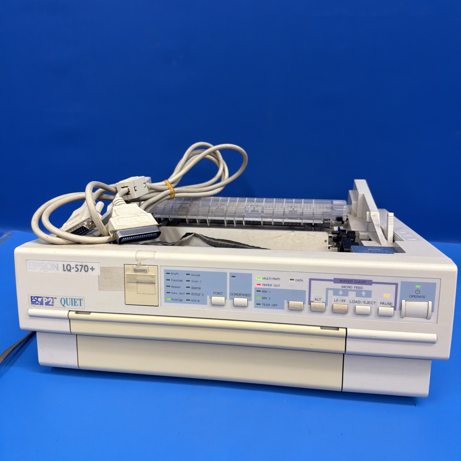 Epson LQ-570+ Vintage Dot Matrix Printer Powers On Partial Tested w/Cable. Read