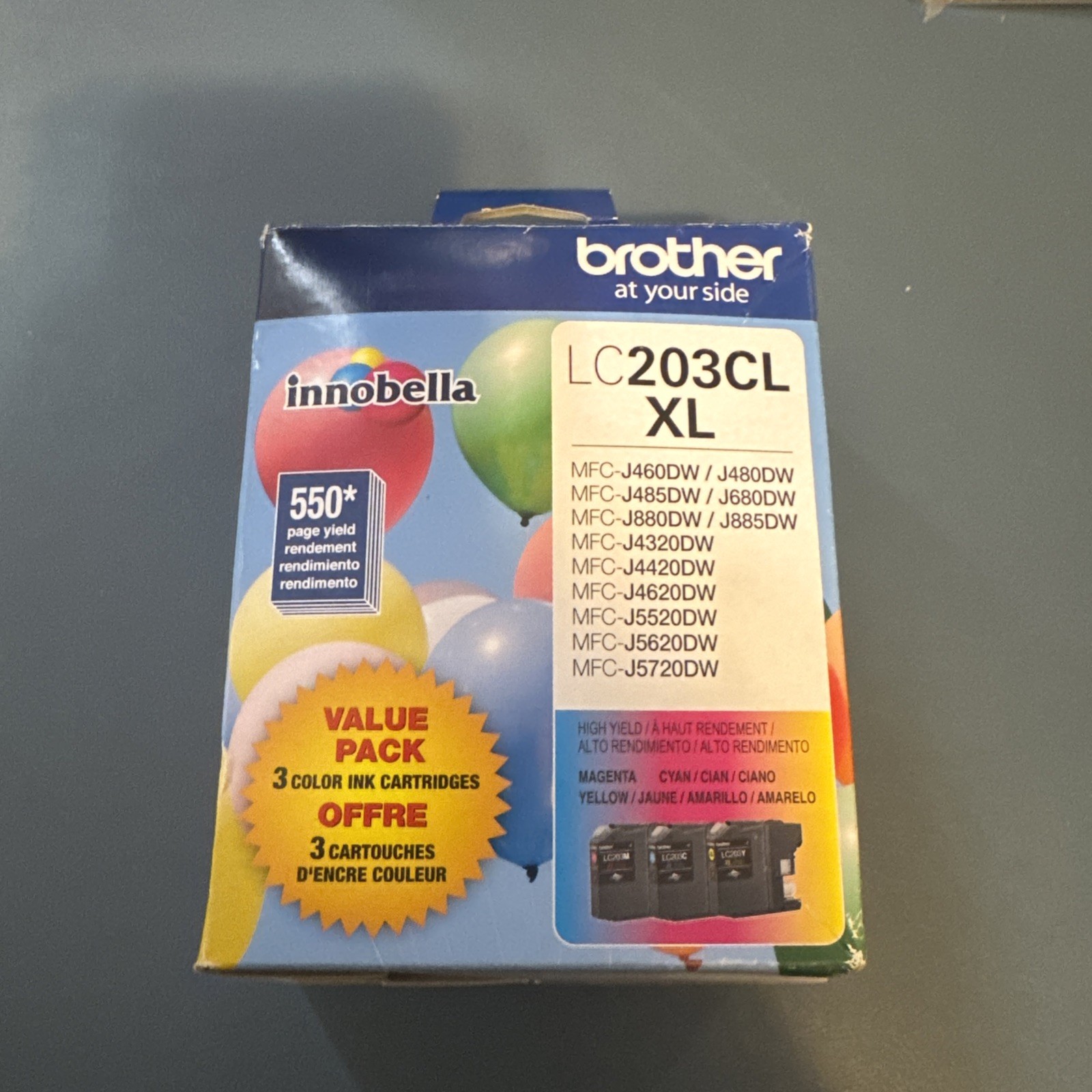 Brother LC203CL XL 3-Pack Color Ink Cartridges Magenta Cyan Yellow Exp: 10/2021