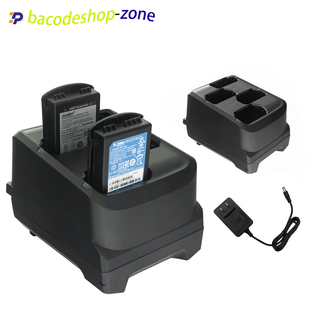 New 4-Slot Battery Cradle with Power Supply for Zebra MC3200 Barcode Scanner
