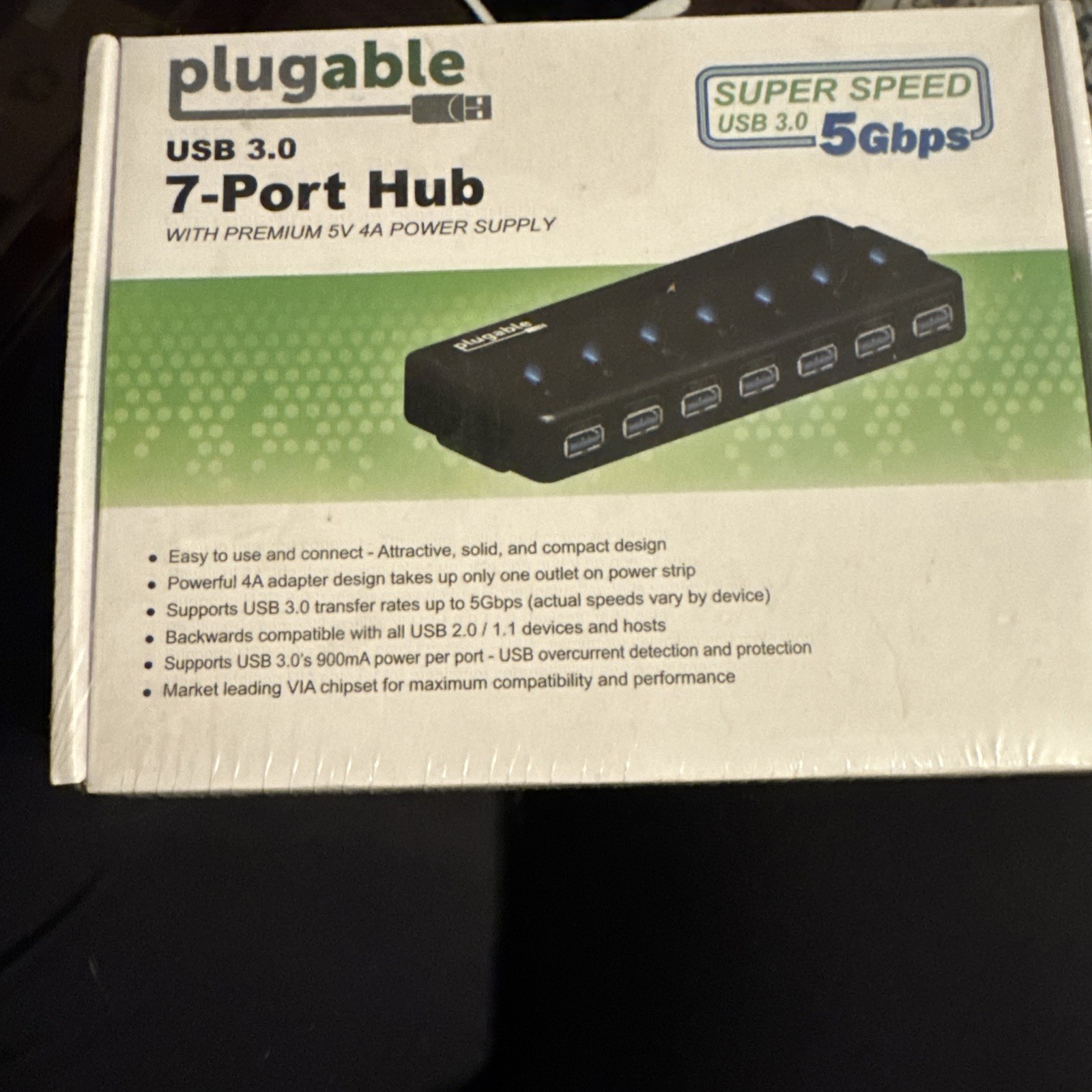 Plugable 7 Port USB 3.0 Hub with Dual Charging Ports SUPER SPEED 5 Gbps New