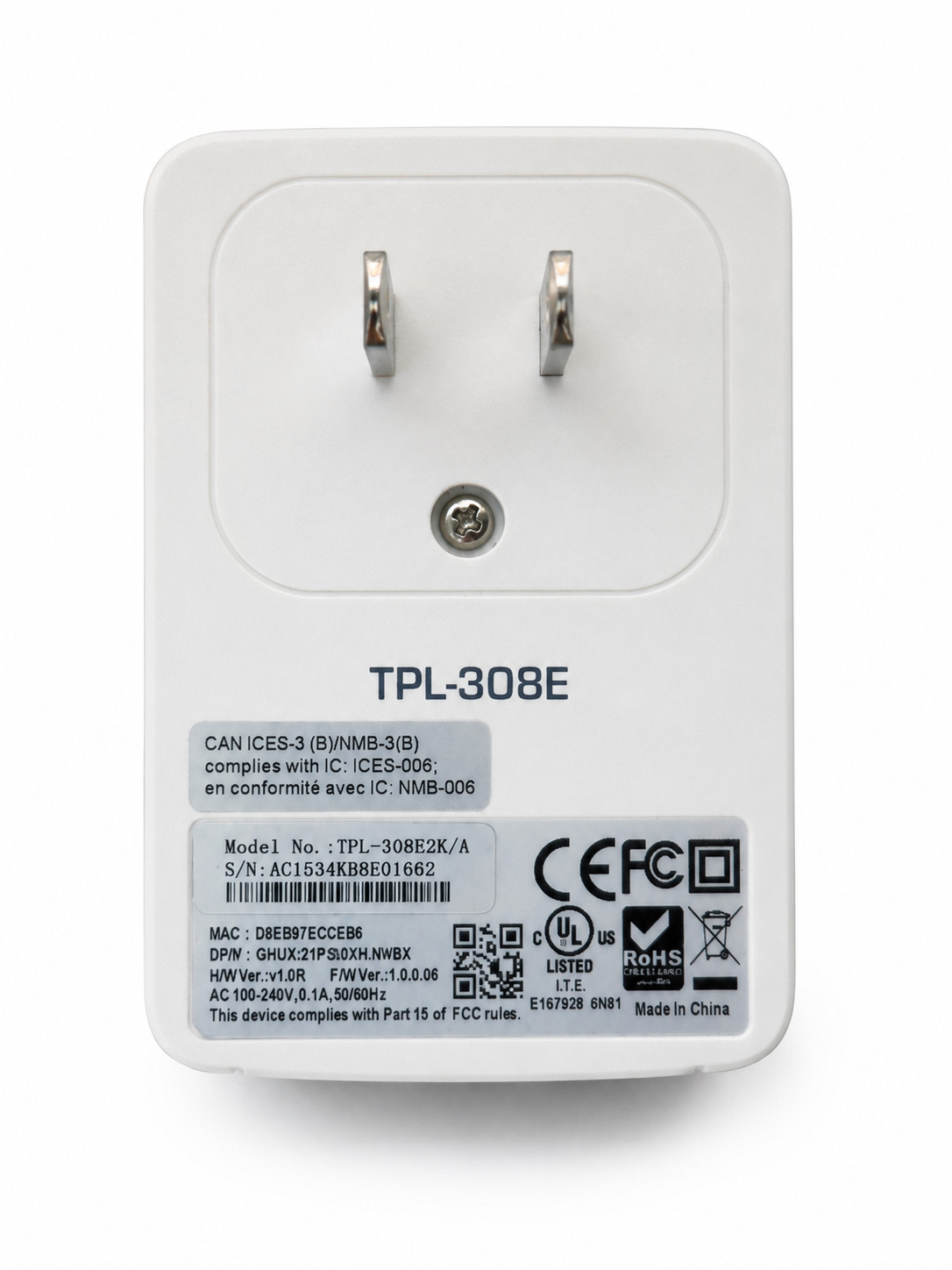 TP-Link TL-PA4010 AV600 Nano Powerline Adapter TPL-308E White