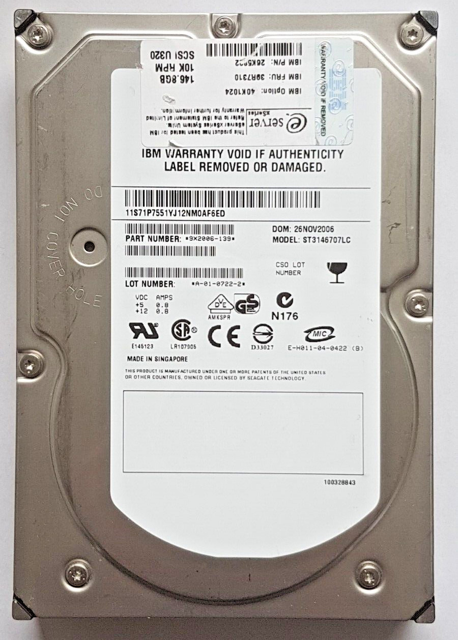 146.8GB IBM 40K1024 Ultra 320 SCSI 10K RPM 80PIN 8MB 3.5" Internal Hard Drive