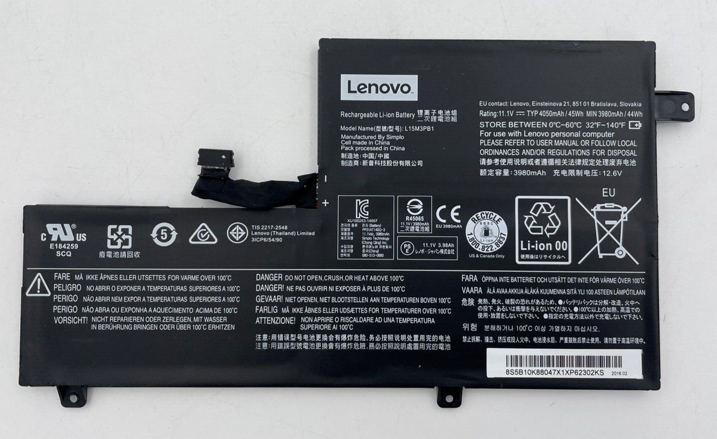 Genuine Lenovo Chromebook N22 N23 N42  Battery 11.1V 45Wh 5B10K88047 L15L3PB1