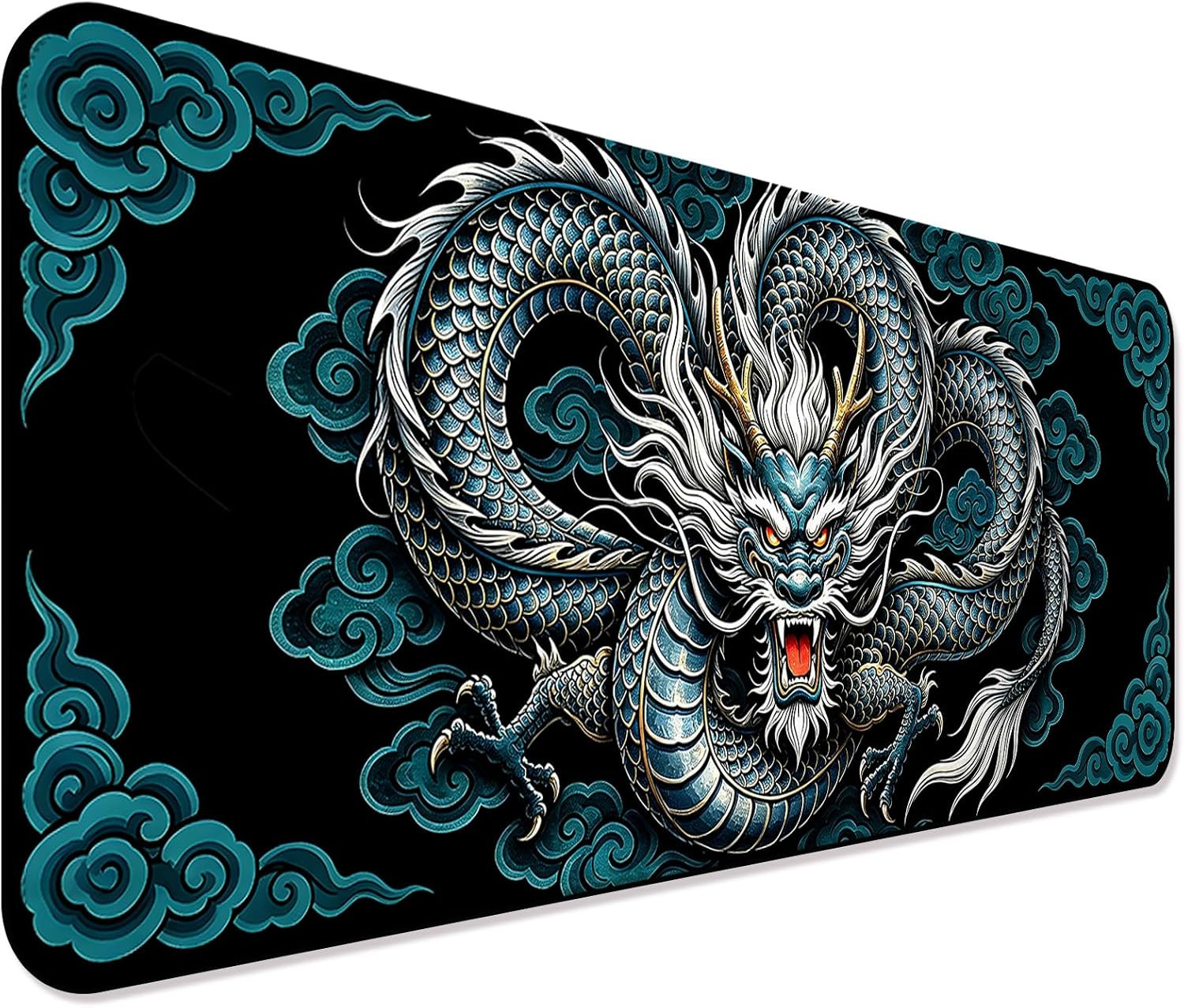 Vintage Japanese Dragon Gaming Desk Mat, XL Extended Mouse Pad | 31.5X11.8 In, X