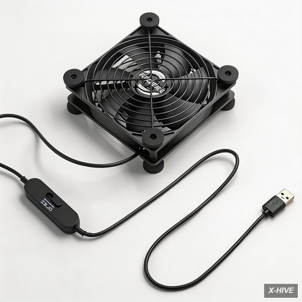 Dual Voltage 120mm USB Cooling Fan 5V/12V 3 Speed Quiet 18dB Ultra Quiet, 3