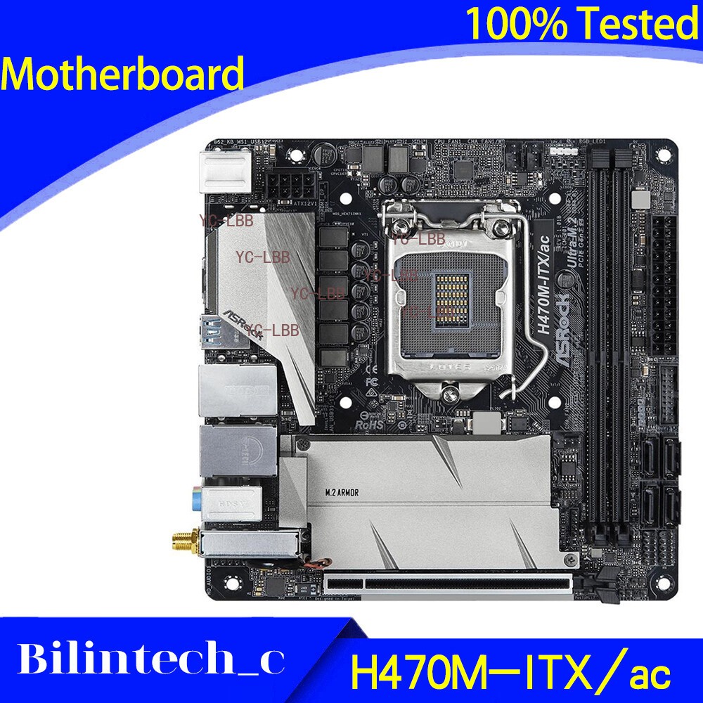 FOR ASROCK H470M-ITX/ac Motherboard Supports DP+HDMI 128GB DDR4 Intel DP+HDMI