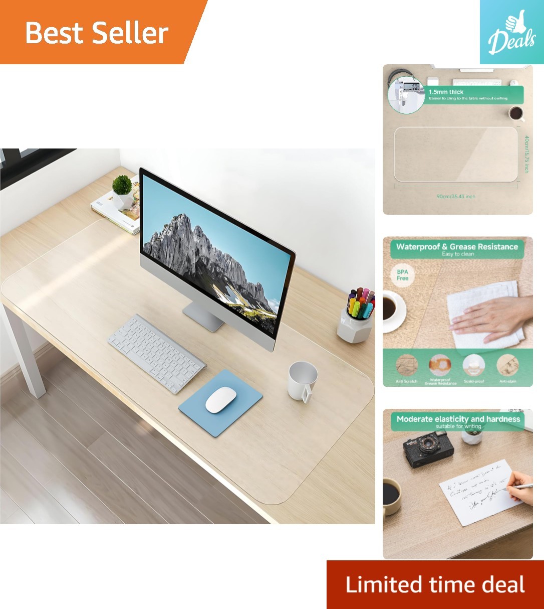Waterproof Clear Desk Protector with Anti-Slip Design - Ideal for Home Office