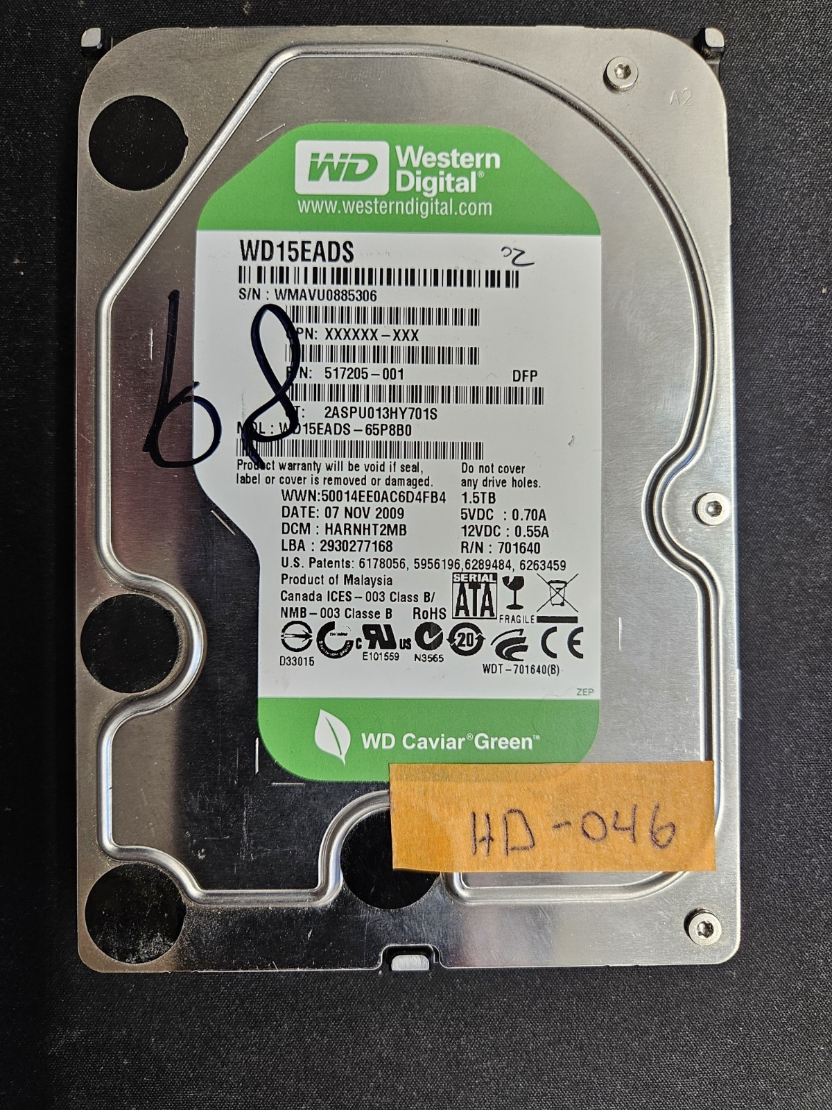 WD Caviar Green 1.5TB 3.5" SATA Internal Hard Drive WD15EADS Low 3471 Hours