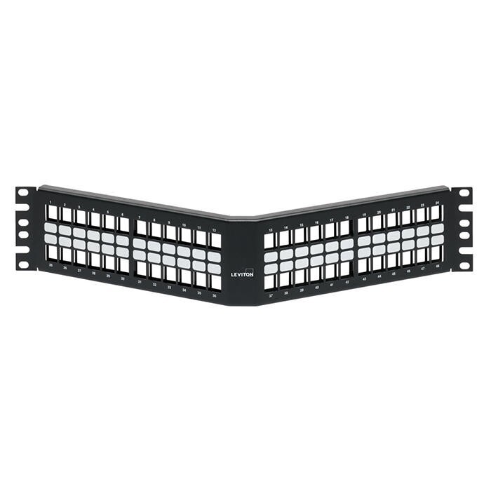 Leviton 49256-H48 2RU 48‑Port Angled Quickport Patch Panel Black