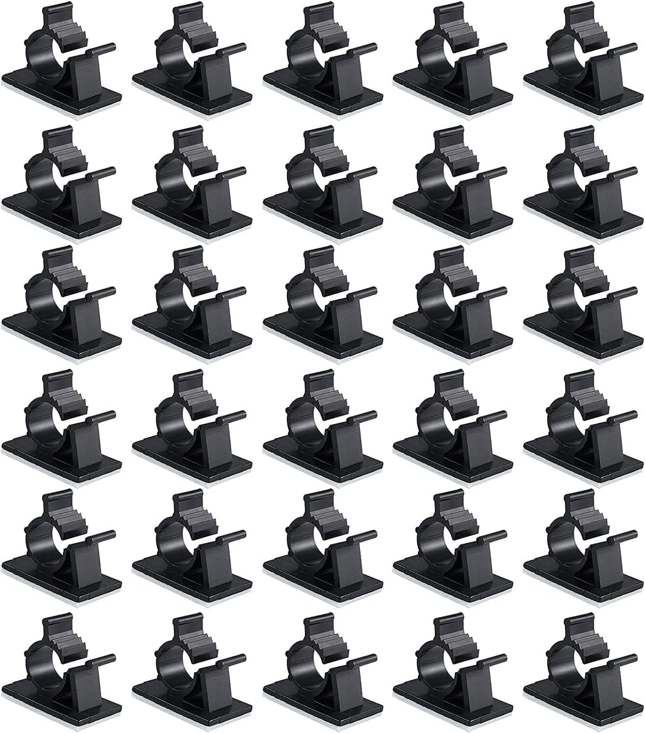 30 Pcs Black Clips Self Adhesive Backed Nylon Wire Adjustable Cable Clips Adhesi